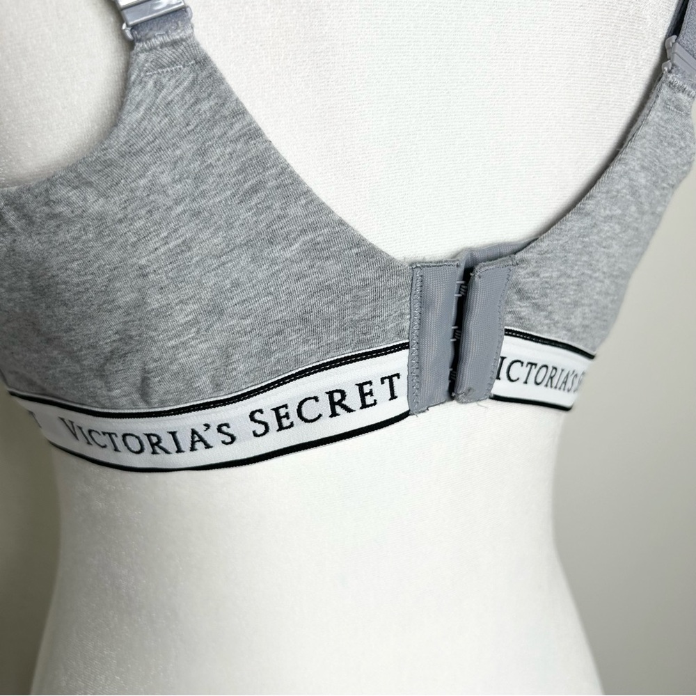 Victorias Secret Gray T-Shirt Lightly Lined Logo Wireless Comfort Bra Size 38DD - Picture 4 of 5